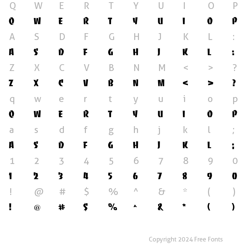 Character Map of BaccaratUpright Regular