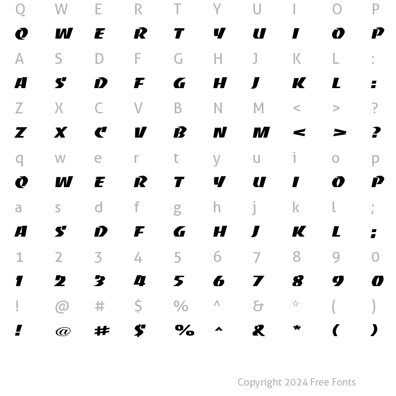 Character Map of BaccaratWide Regular