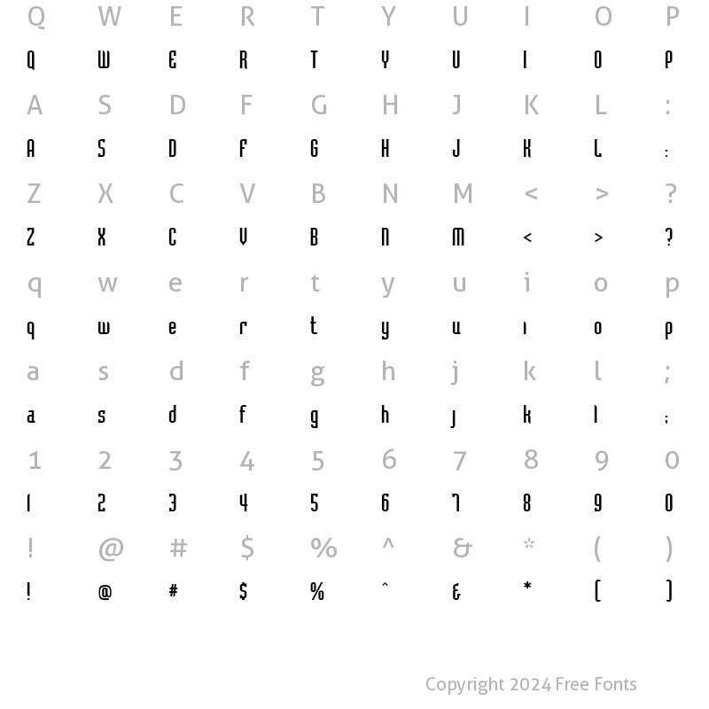 Character Map of Baccus Regular