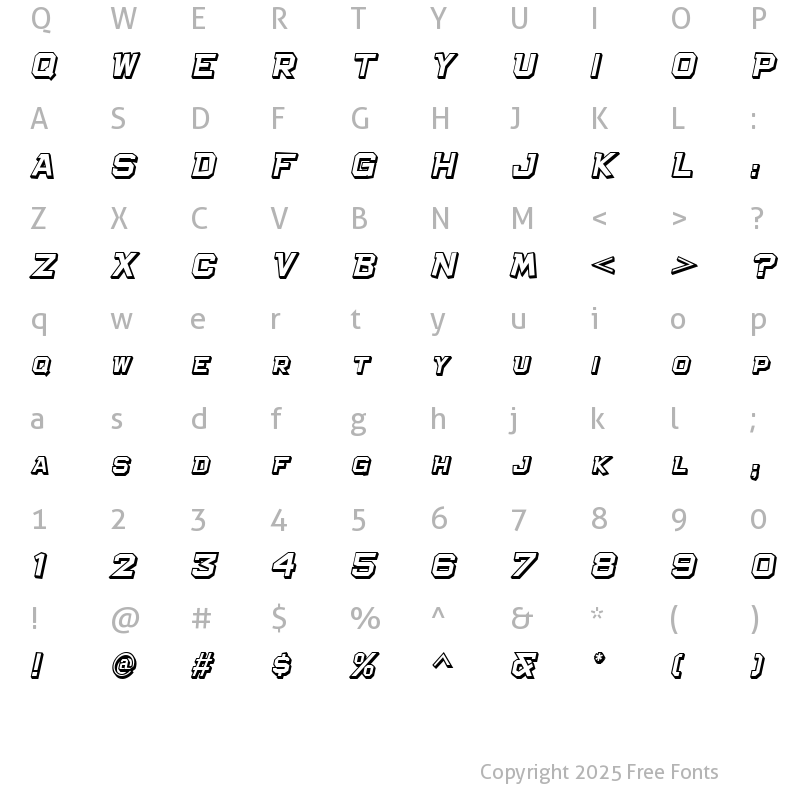 Character Map of Bachelor Pad Shadow JL Italic