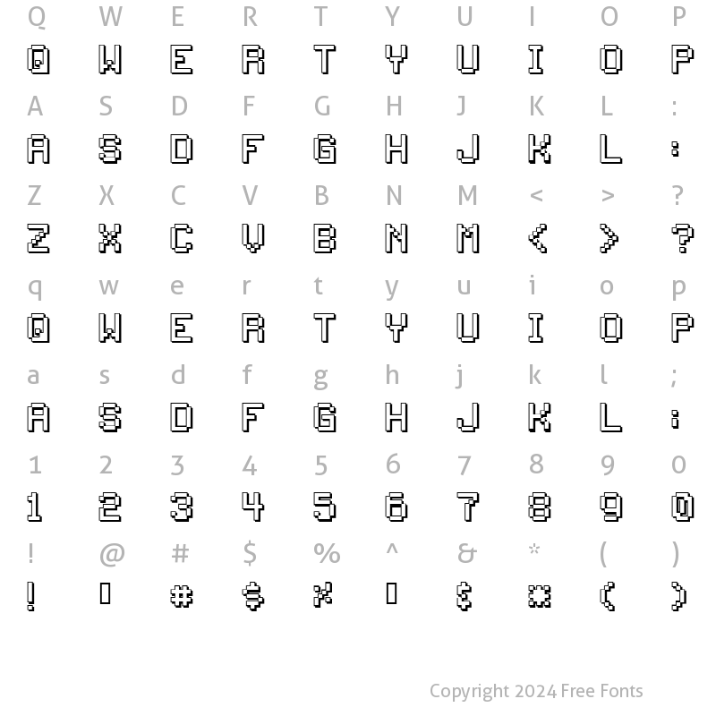 Character Map of Back to 1982 Regular