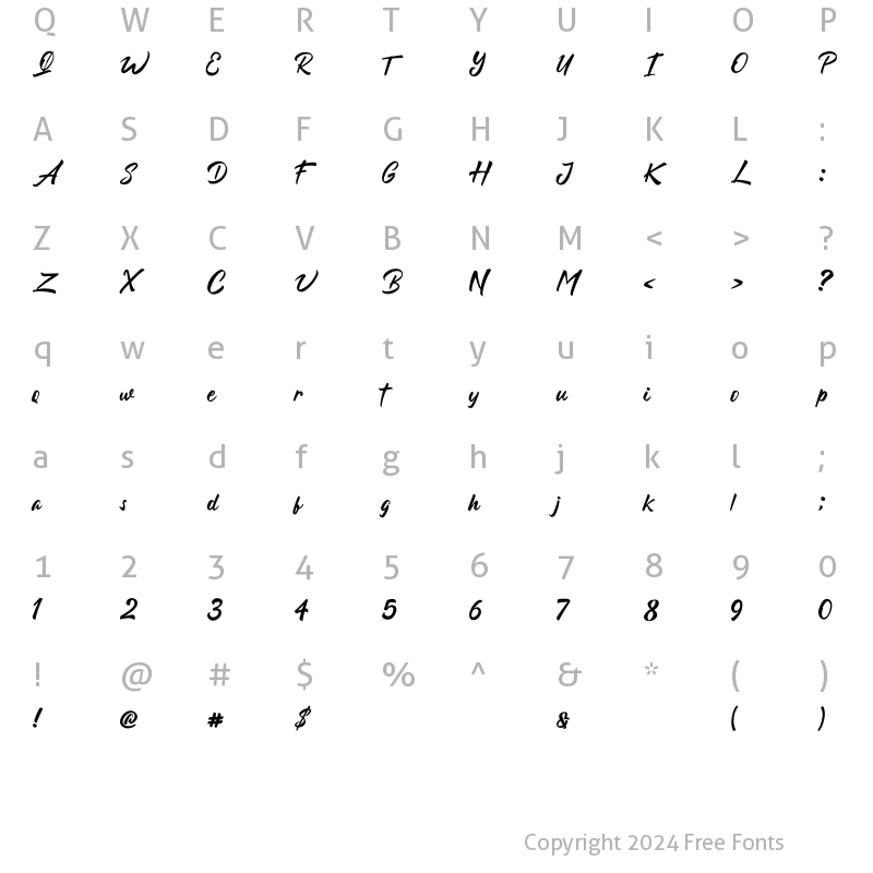 Character Map of backabon Regular