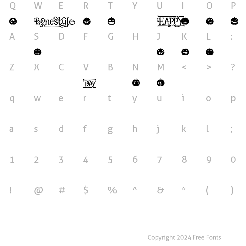 Character Map of Backbone dingbat catchword Regular