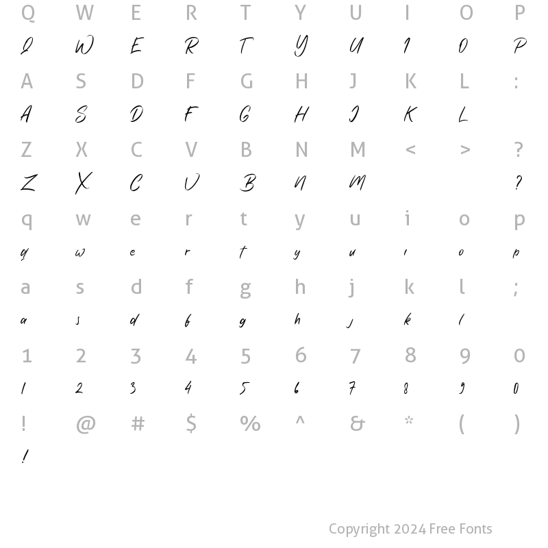 Character Map of Backdaw Regular