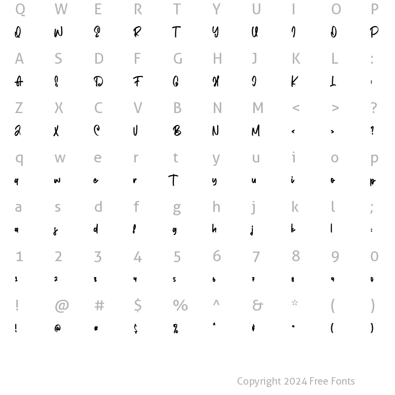 Character Map of Backers Regular