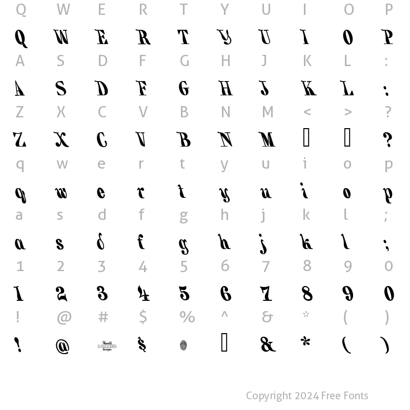 Character Map of Backhand Brush Regular