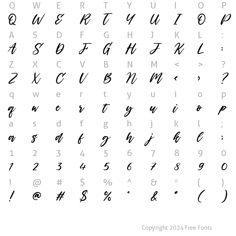 Character Map of Backhome Regular