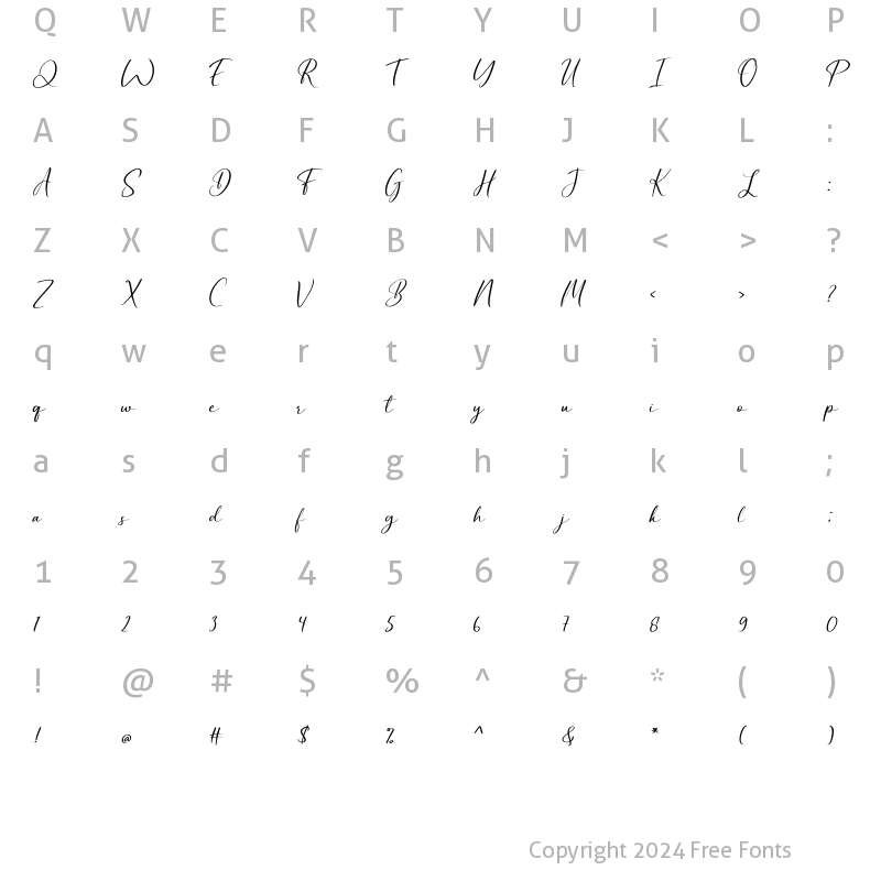 Character Map of Backlight Regular