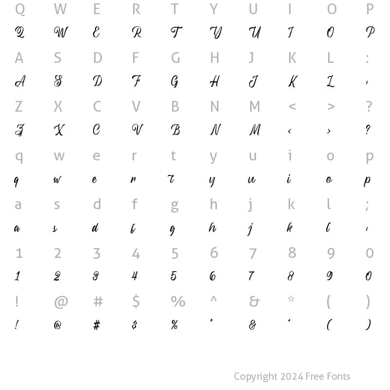 Character Map of Backrush Regular