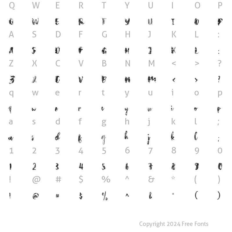 Character Map of Backstone Fabric Regular