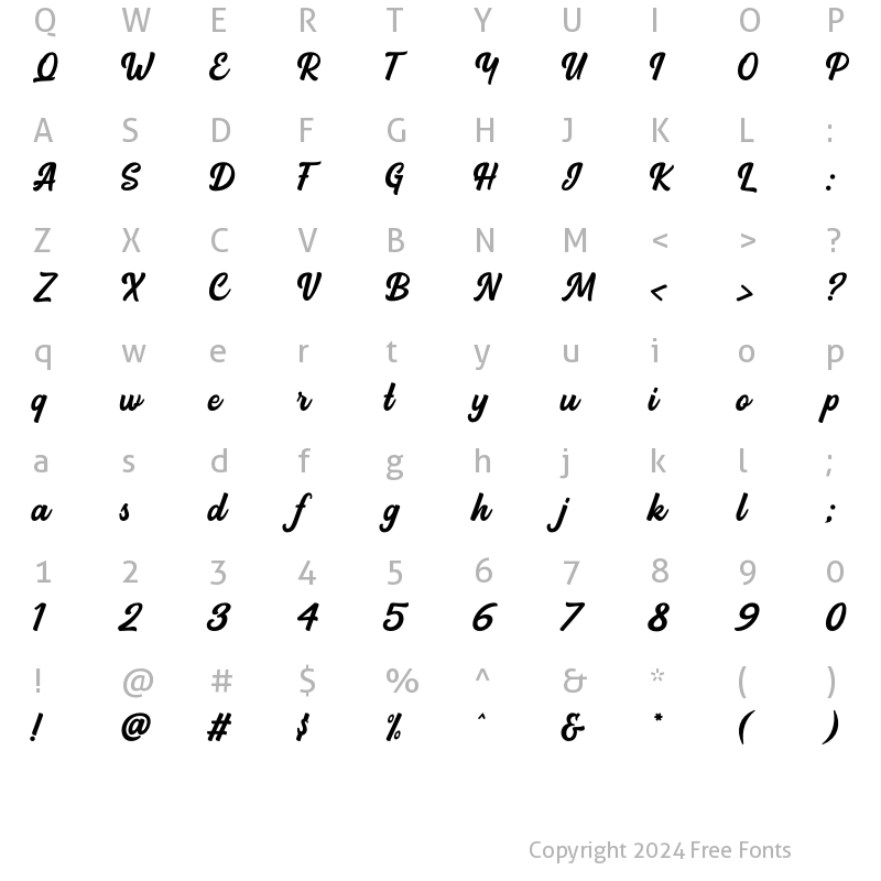 Character Map of Backstone Regular