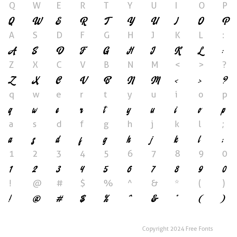 Character Map of Backstranger Italic