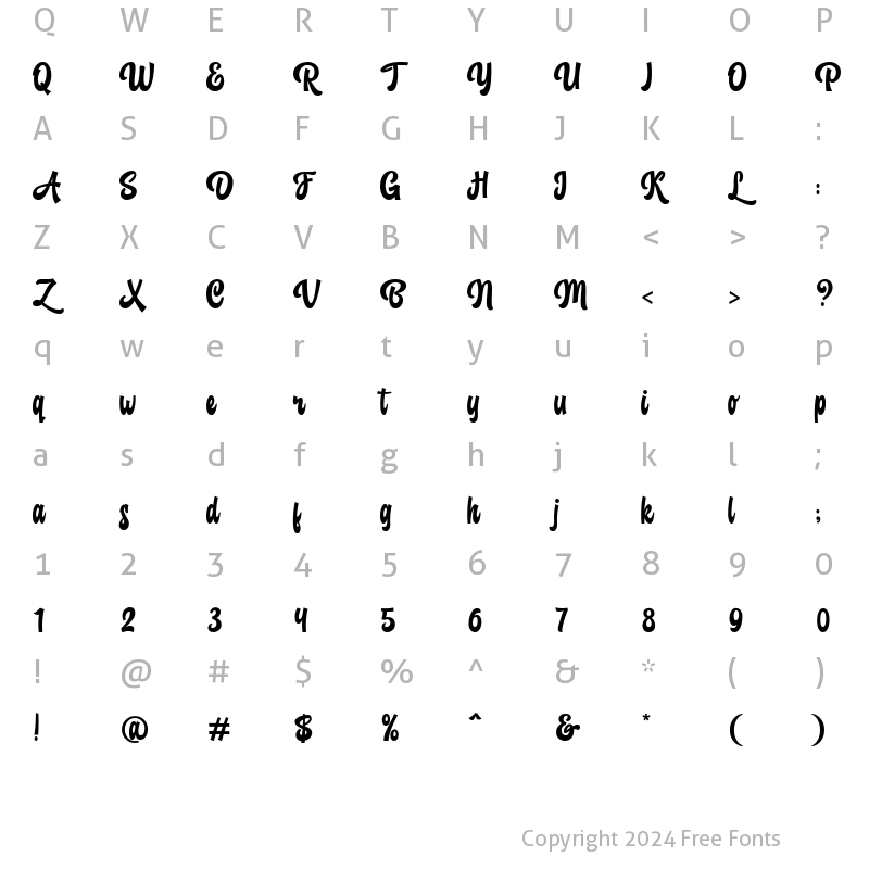 Character Map of Backstranger Regular