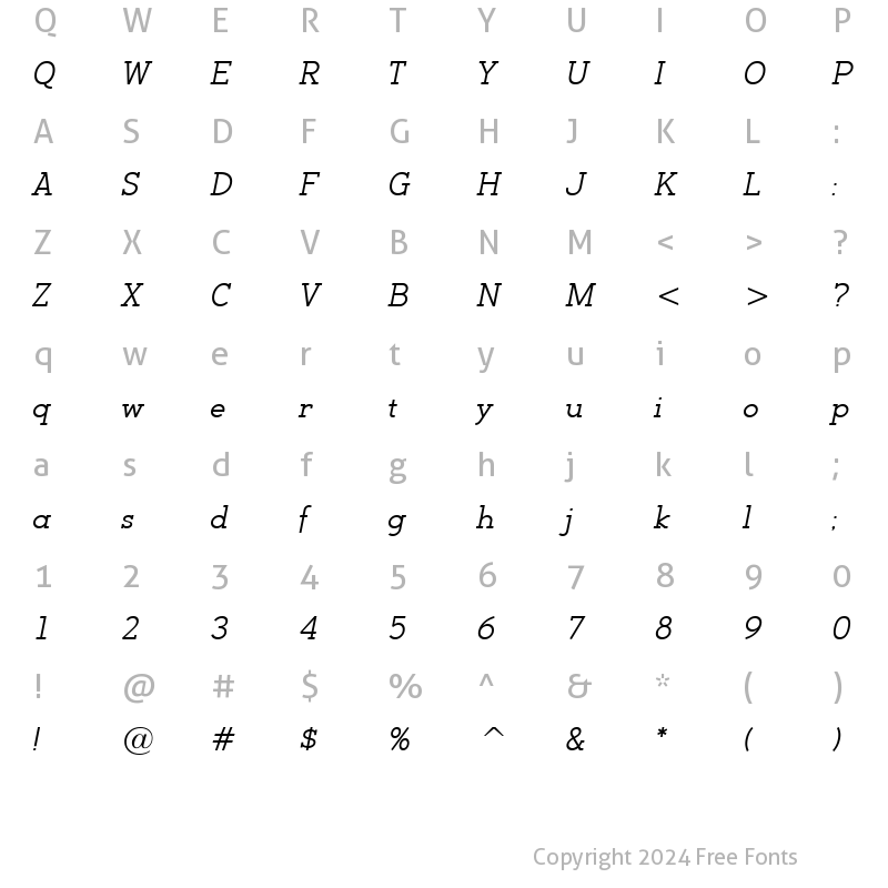 Character Map of BacktalkSerif BTN Oblique