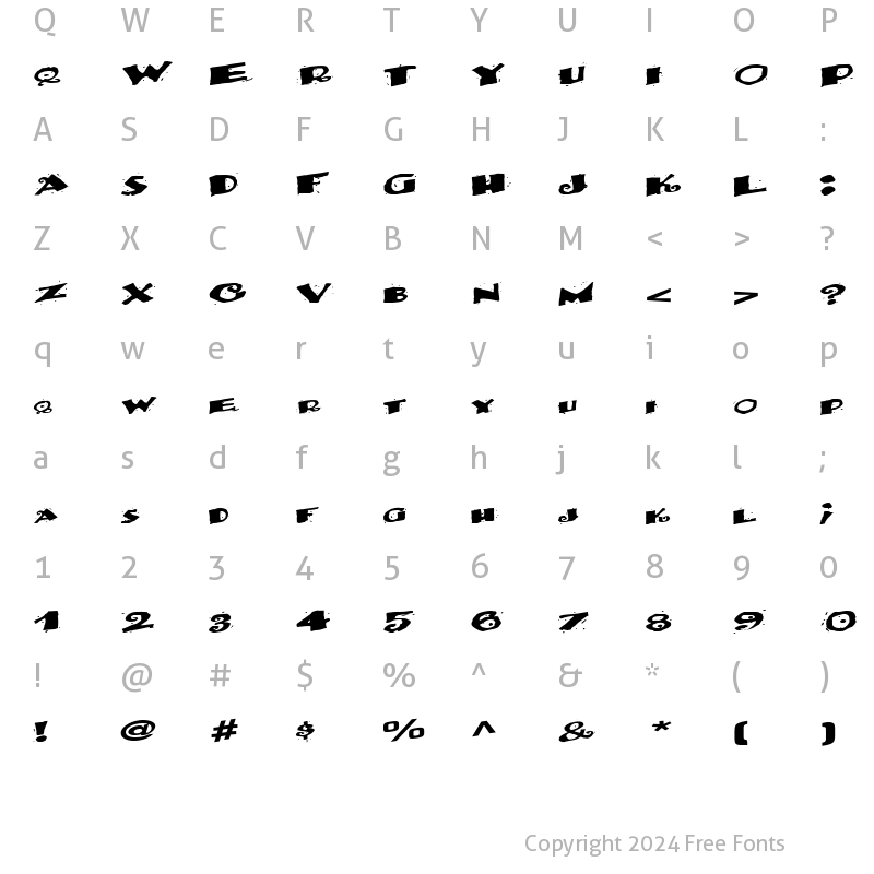 Character Map of BackWater52 ttext Regular