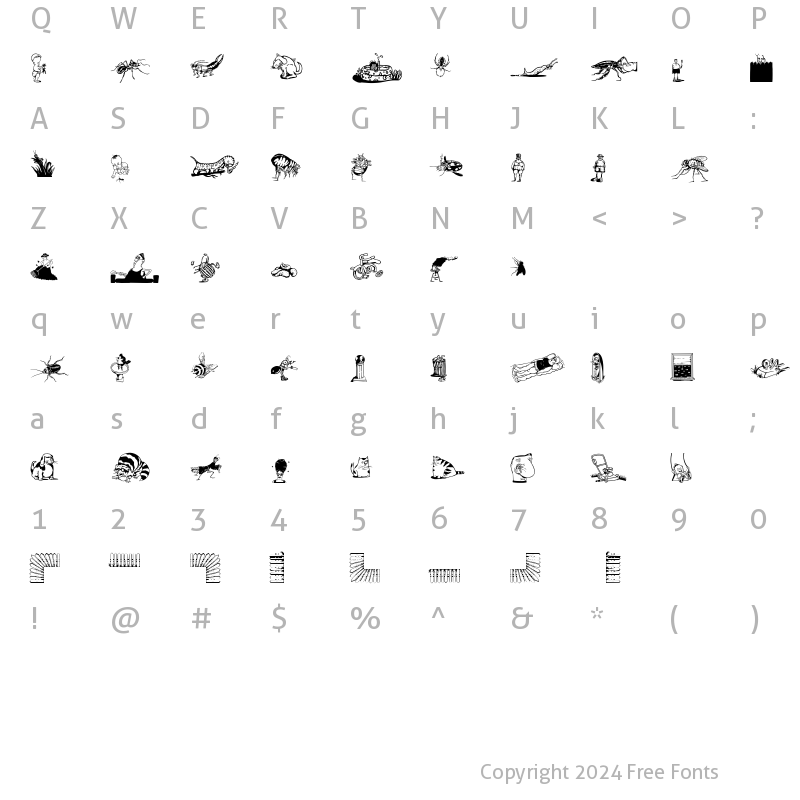 Character Map of BackyardBeastiesITC Regular