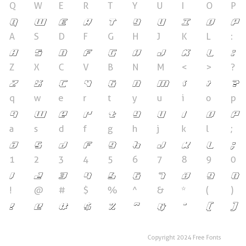 Character Map of bad robot 3d italic 3d italic