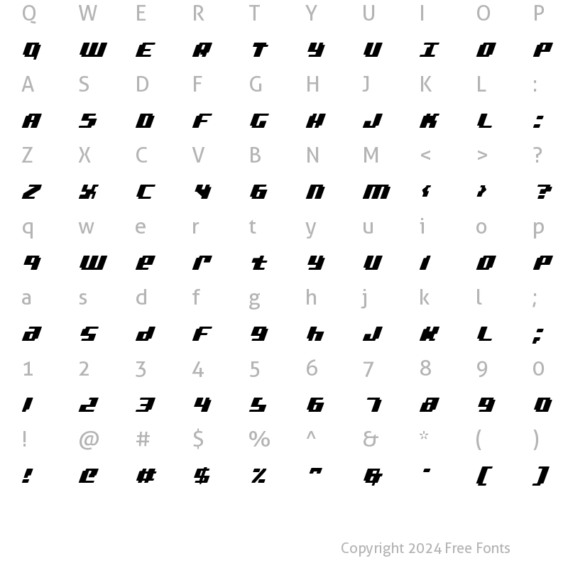 Character Map of bad robot italic Italic