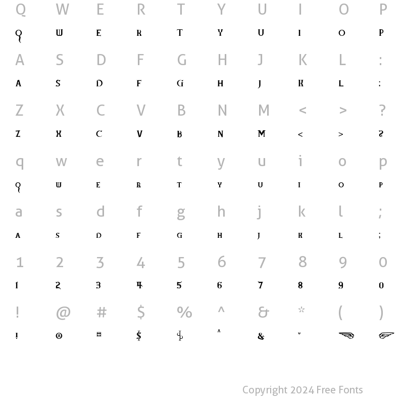 Character Map of BadAngel Saint