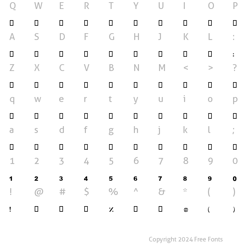 Character Map of bader_dam3a Bold