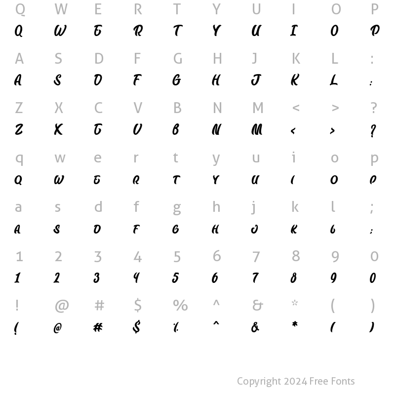 Character Map of Badfury Regular