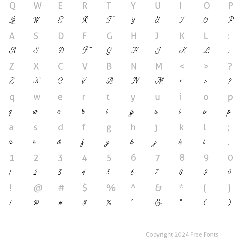 Character Map of Badgear Script