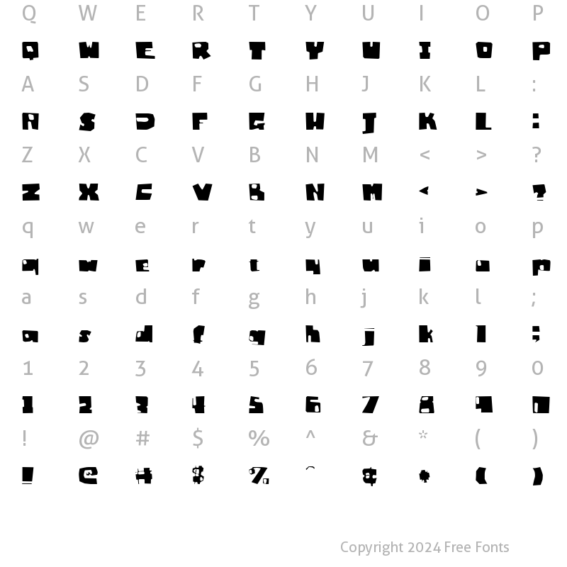 Character Map of Badger Fatboy CTBT Regular