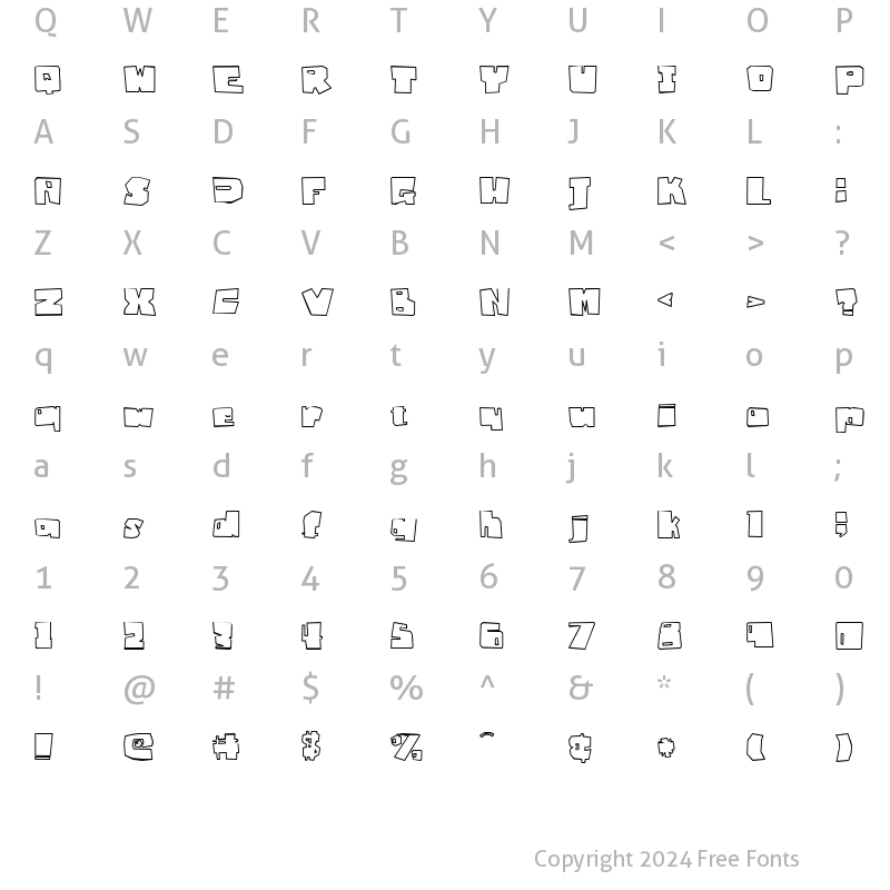 Character Map of Badger Fatboy Outline Regular