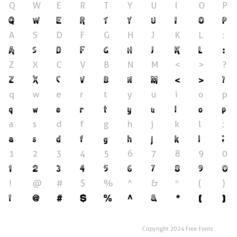 Character Map of BadhHabit71 Bold