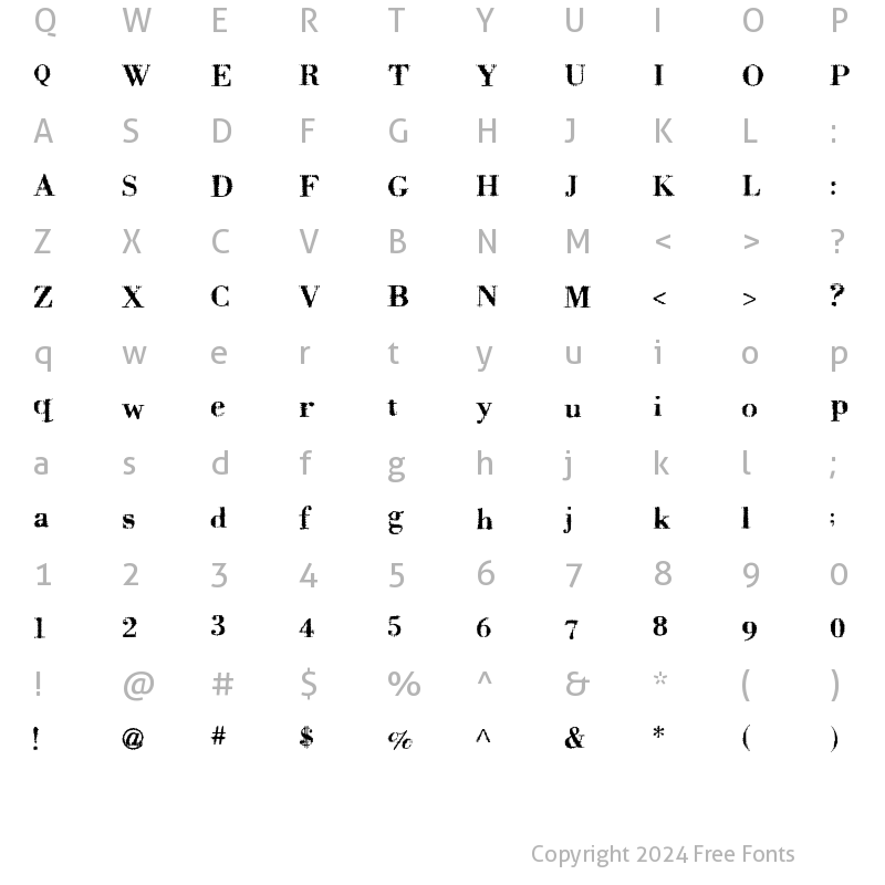 Character Map of Badoni Regular