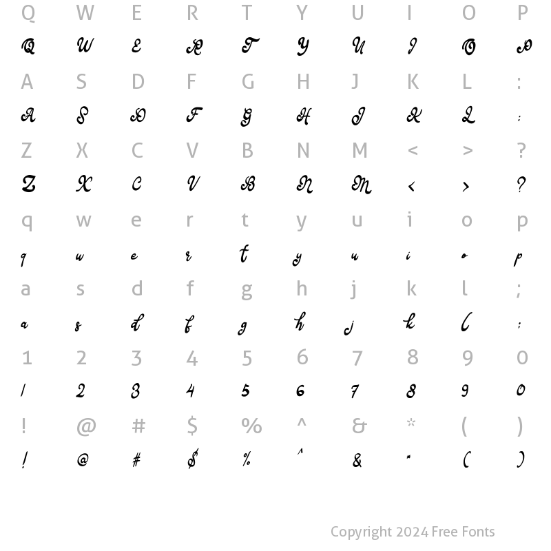 Character Map of Bafera Regular