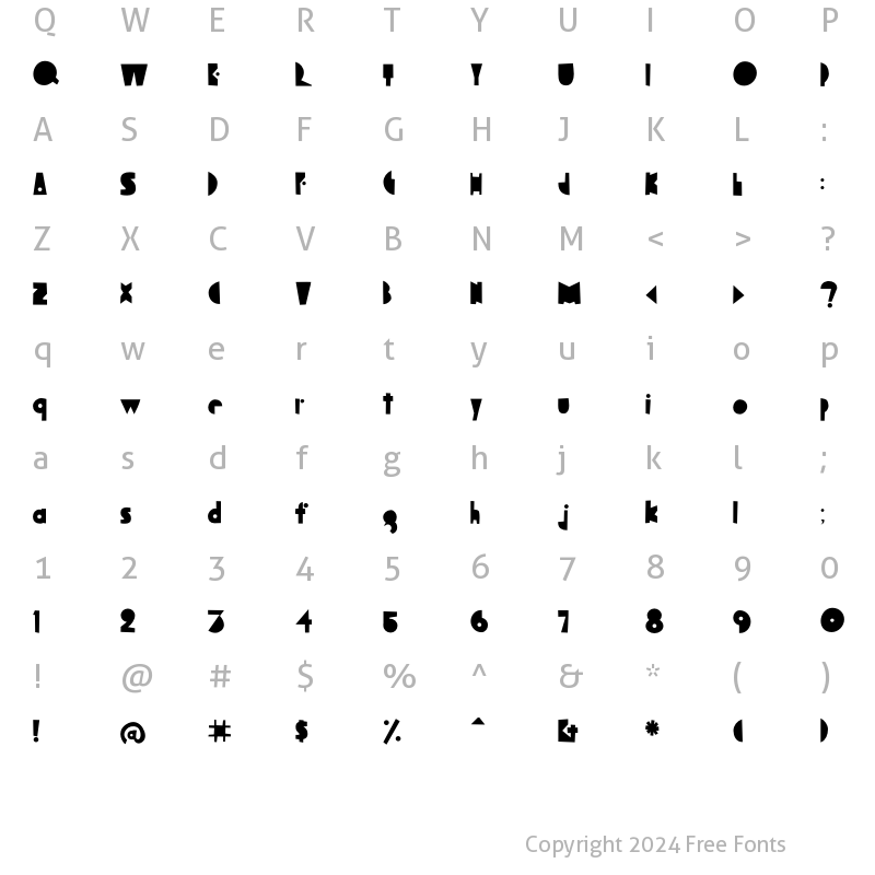 Character Map of Bagaglio Flat Regular