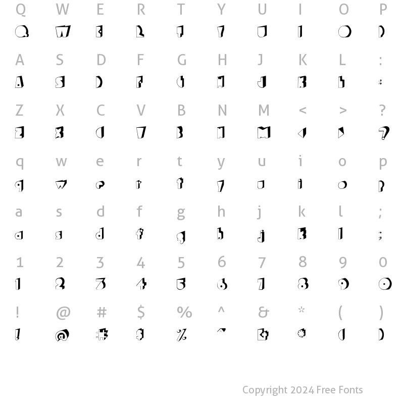 Character Map of Bagaglio3D Roman