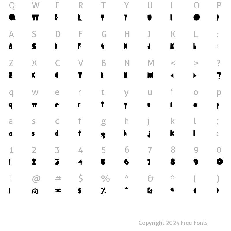 Character Map of BagaglioFlat Roman