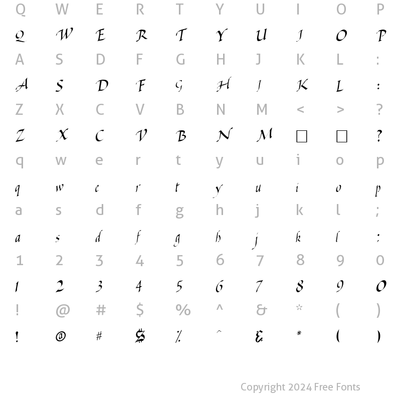 Character Map of Baggage Regular