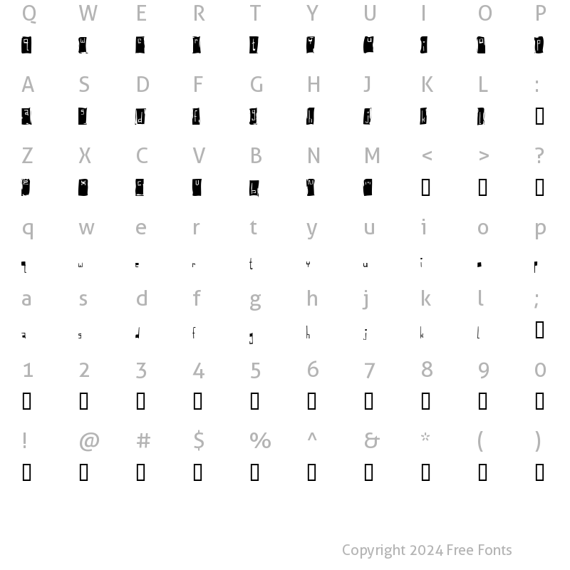 Character Map of Baglady Regular