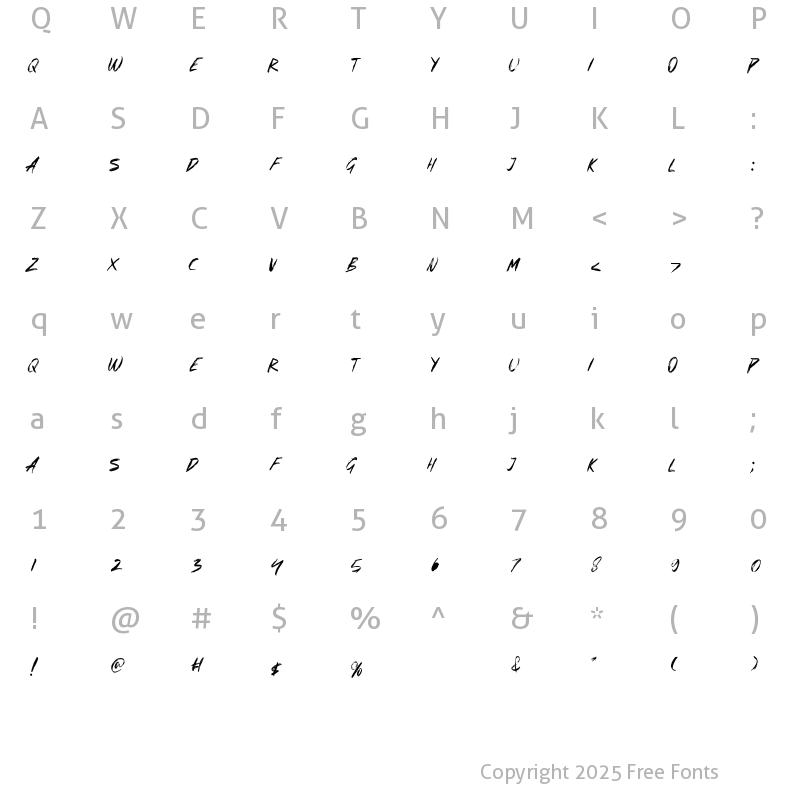 Character Map of Bagong Regular