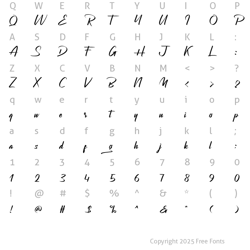 Character Map of Bagsman Regular