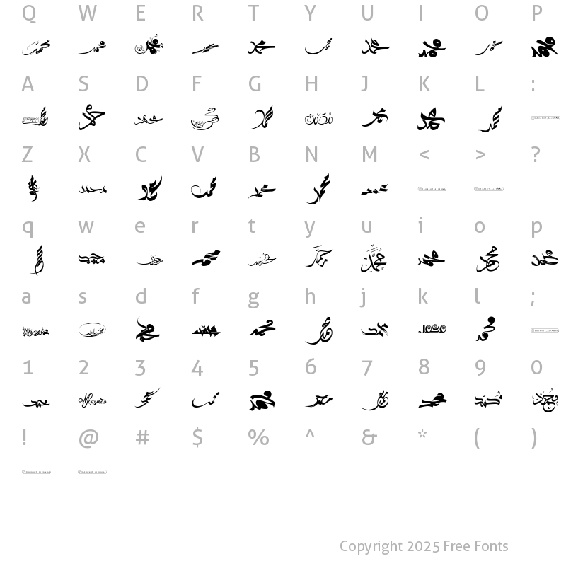 Character Map of Bahasht_Aljanna-Prophet2 Regular