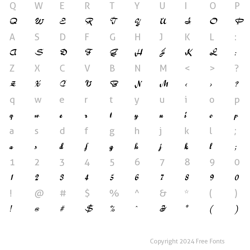 Character Map of Bailey Italic