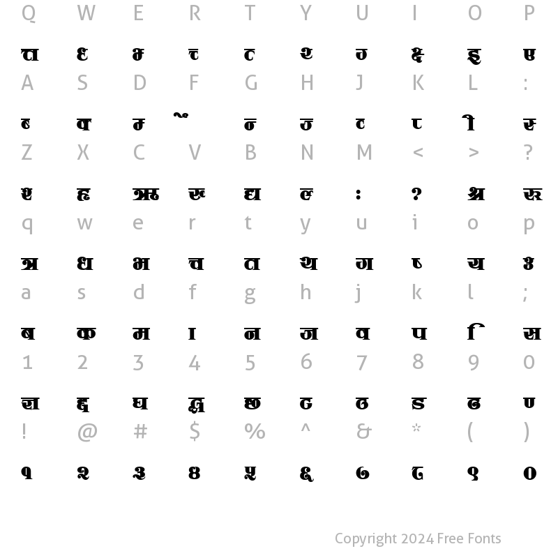 Character Map of baishali Regular