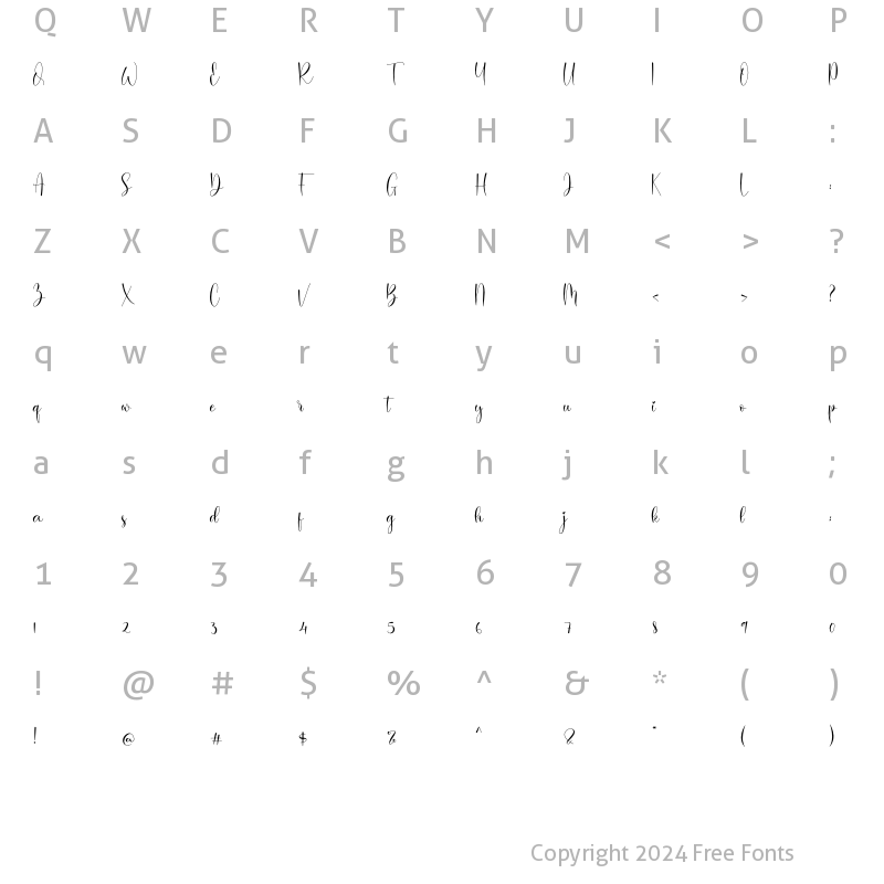 Character Map of Baiskey Regular