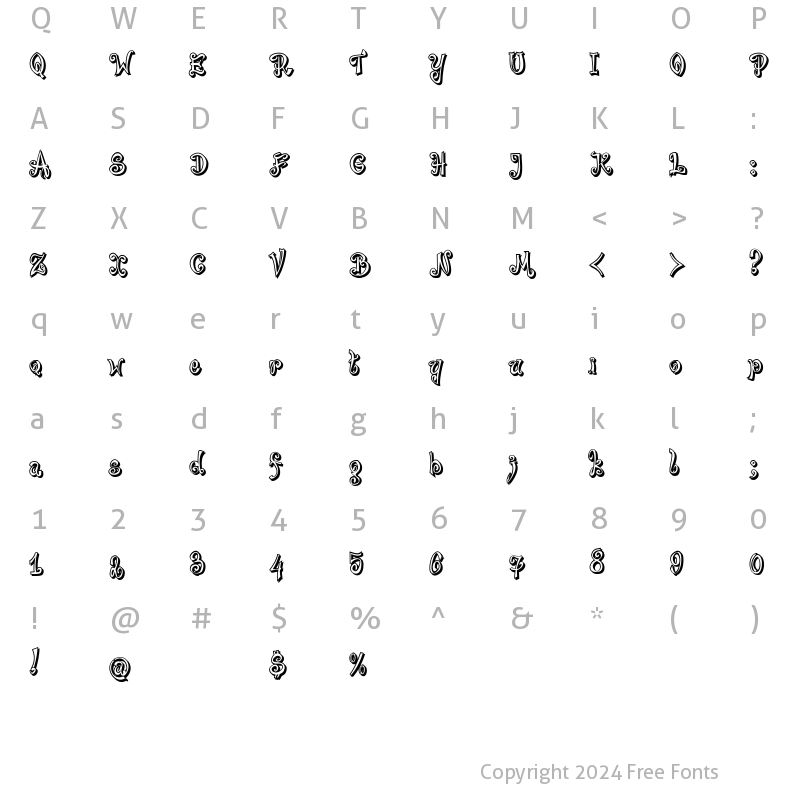 Character Map of Bajareczka Shadow Regular