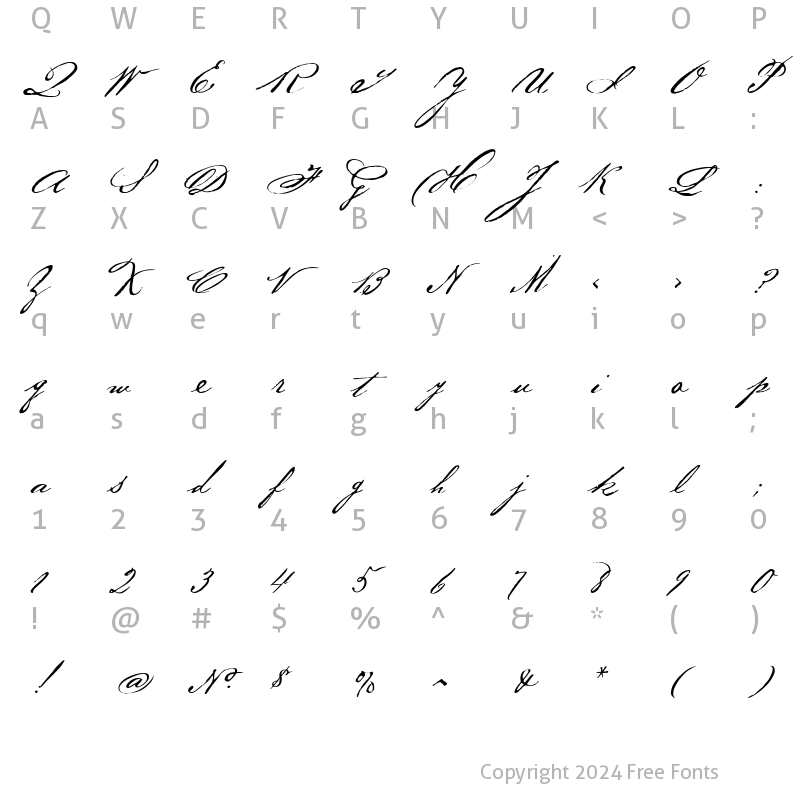 Character Map of BakerScript Regular