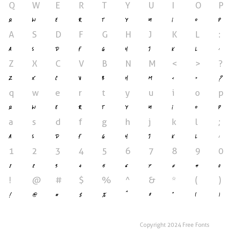 Character Map of Bakersfield Brush Regular