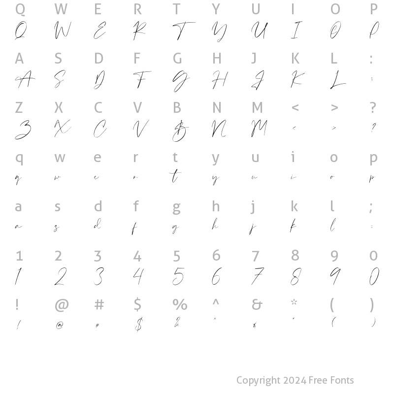 Character Map of Bakersfield Siganture Regular