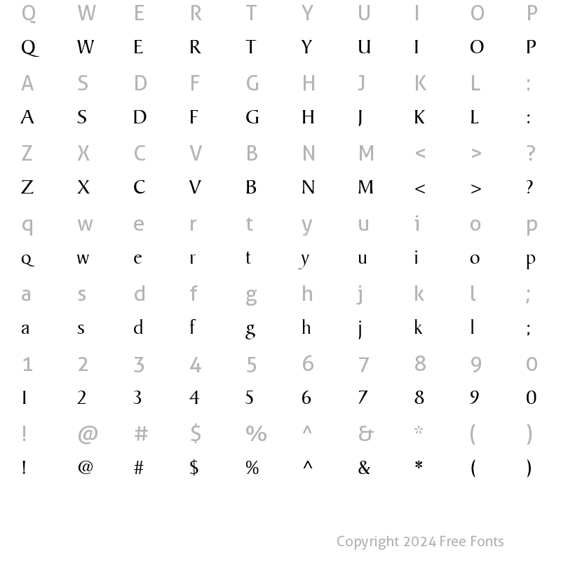 Character Map of BakerSignet LT Regular