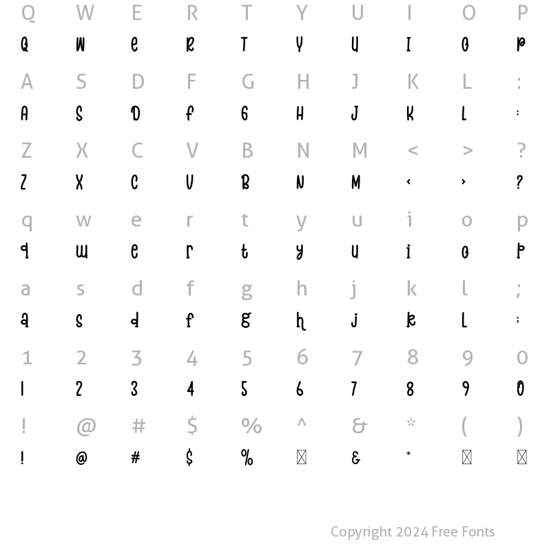 Character Map of Baking Pastry Regular