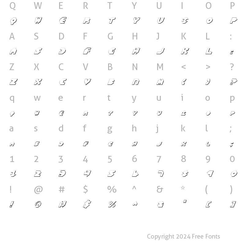 Character Map of Bal-Astaral 3D Italic 3D Italic