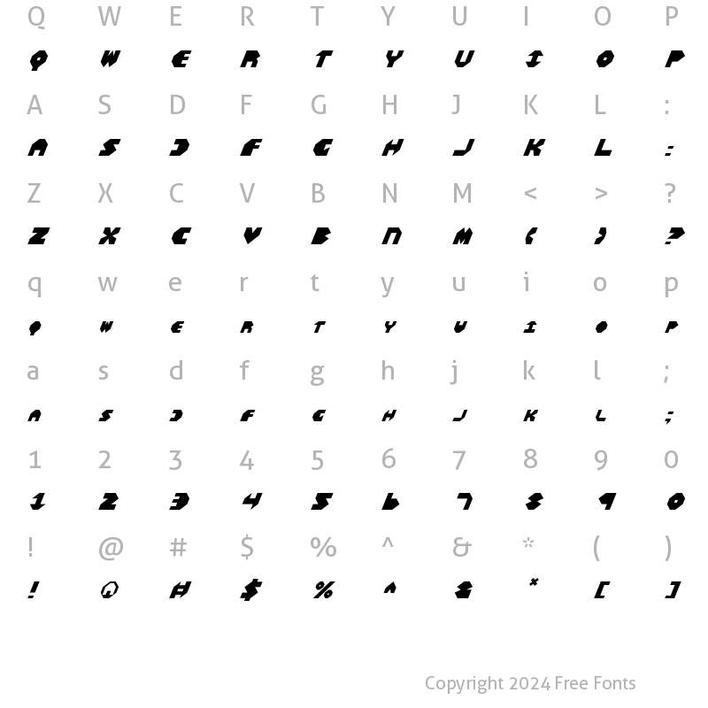 Character Map of Bal-Astaral Italic Italic